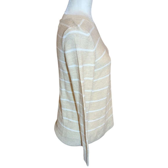 New GAP tan/White Striped Knit Lightweight Sweater NWT Sz XS - Picture 4 of 8